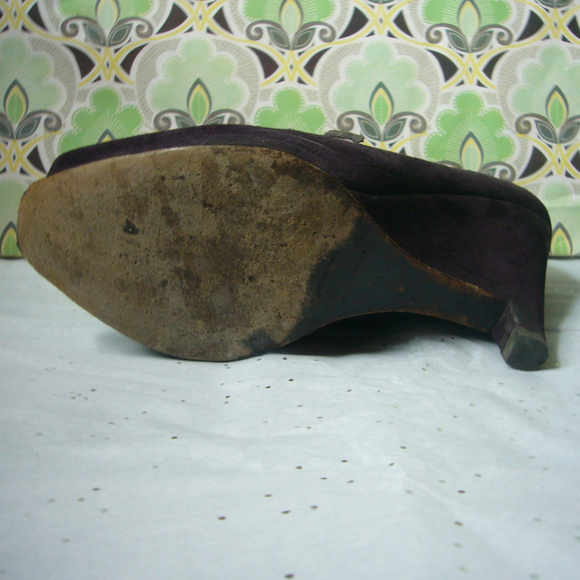 Pied a Terre Black Suede Sculpted Wedge Peep Toe Boot Lace up  Size 41 US 10 - Picture 7 of 8